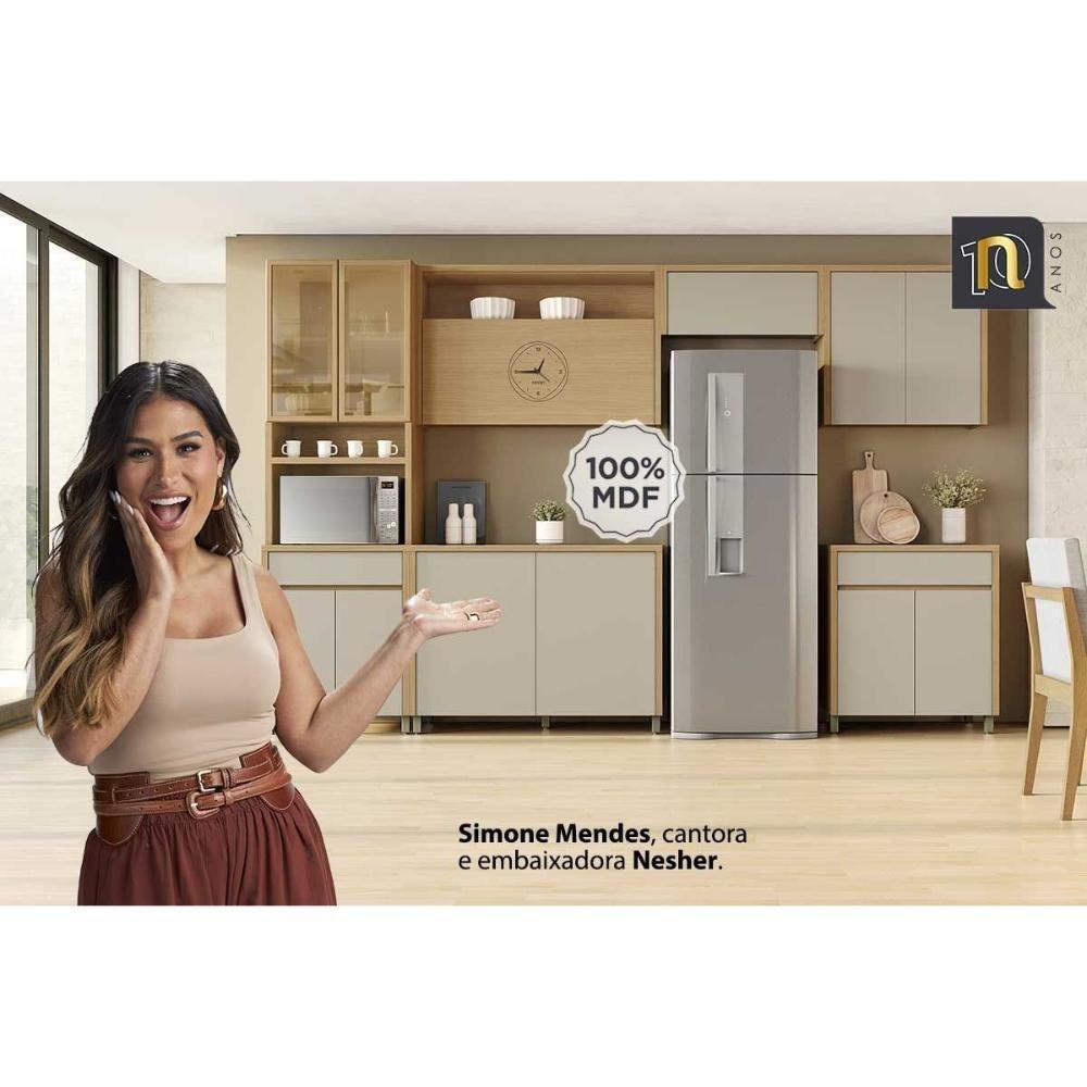 Balcão De Cozinha Modulado Com Tampo Condessa Com 2 Portas 120cm Carvalho Cinza - 10