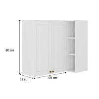 Armário Aéreo Cozinha Modulado Bella 2604 Canto Reto Com 2 Portas 94cm Branco - 3