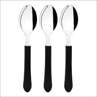 Kit 3 Colher De Mesa Tramontina Leme Inox Cabo Preto - 1