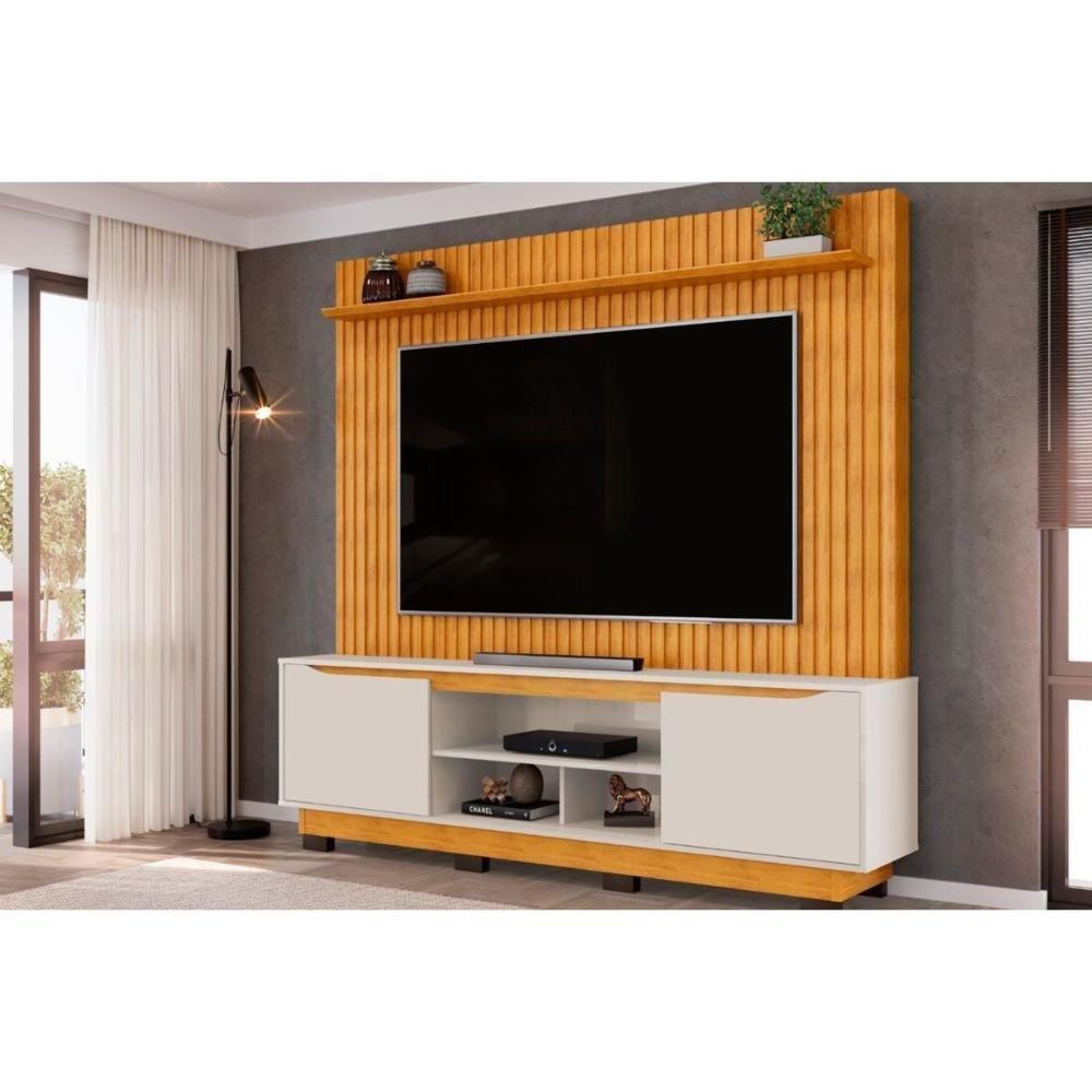 Estante P- Sala Até 70 Polegadas Enzo C- Prateleira Nichos E Pés 200x188cm Cedro-bali - Dj Móveis - 1