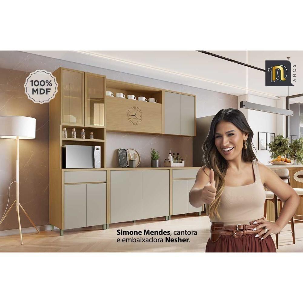 Armário Aéreo Cozinha Modulado Condessa Com 2 Portas 80cm Carvalho Cinza - 7