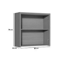 Armário Aéreo Cozinha Modulado Condessa Com 2 Portas 80cm Carvalho Cinza - 3