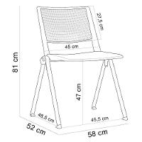 Kit 04 Cadeiras Empilhável Fixa Lift F02 Base Aço Cinza Azul - Lyam Decor - 2