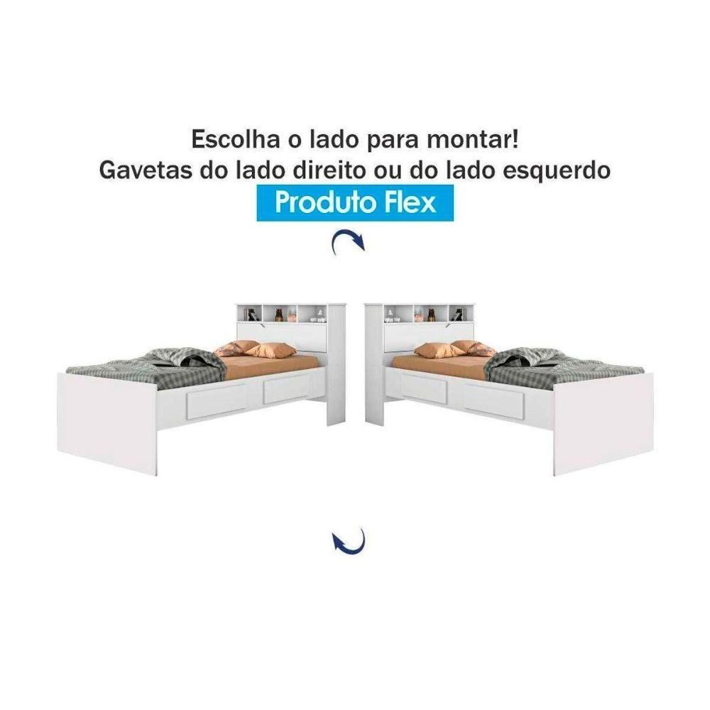 Bicama Solteiro Ravena C- 2 Gavetas E Auxiliar Cinamomo-off White - Conquista - 9