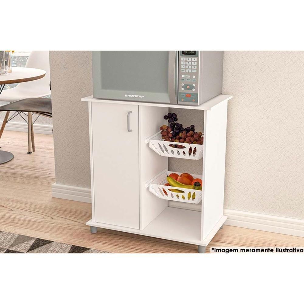 Balcão De Cozinha Cuiabá Com 1 Porta E 2 Cestos Branco Politorno - 1