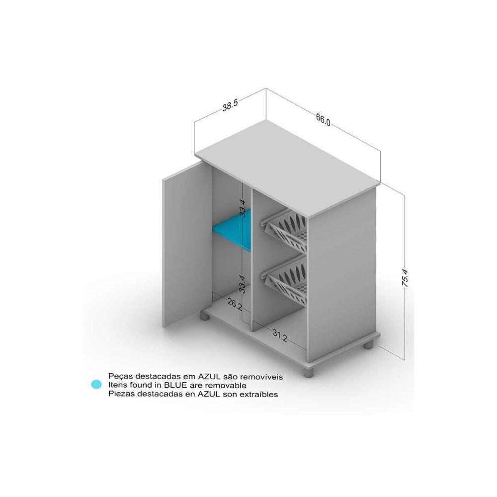 Balcão De Cozinha Cuiabá Com 1 Porta E 2 Cestos Branco Politorno - 2