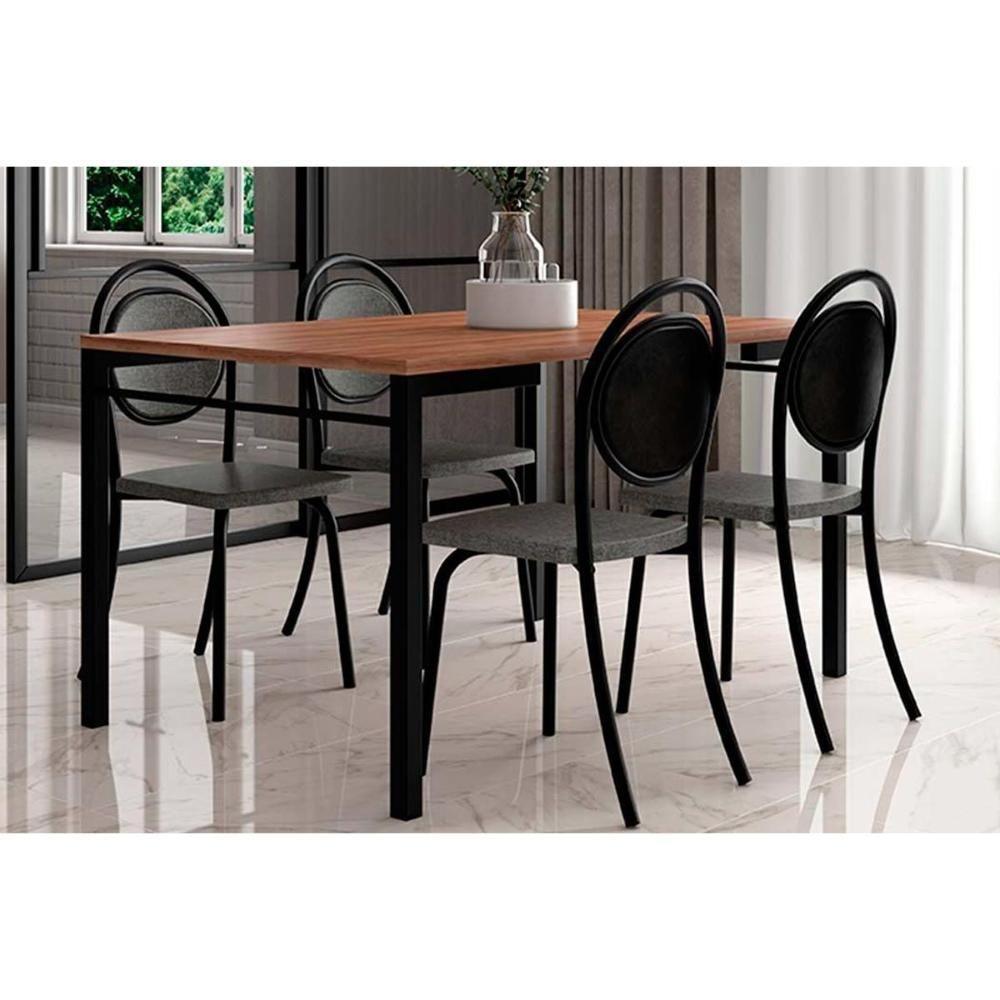 Cadeira De Cozinha 1738 Kit 4 Uni Preto Courano Preto - 7