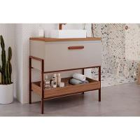 Bancada De Banheiro Balcão Portinari 1 Porta C- Cuba 80cm Cappuccino-freijo - Mgm - 1