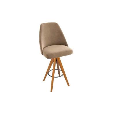 Banqueta De Cozinha Zoe Madeira Maciça 1b001ca 1 Un Carvalho Suede Bege