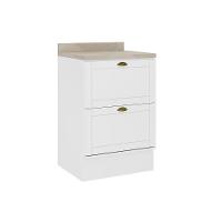 Balcão De Cozinha Modulado Com Tampo Bella 2610 Com 2 Gavetas 60cm Branco - 1