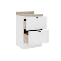 Balcão De Cozinha Modulado Com Tampo Bella 2610 Com 2 Gavetas 60cm Branco - 3