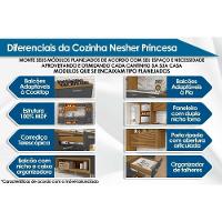 Bancada Ilha Cozinha Princesa Com 1 Porta E 2 Gavetas 120cm Freijó Off White