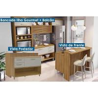 Bancada Ilha Cozinha Princesa Com 1 Porta E 2 Gavetas 120cm Freijó Off White - 7