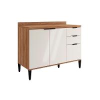 Balcão De Cozinha Modulado Alpha 2506 3 Portas E 2 Gavetas Sem Tampo 120cm Freijó Off White - 1