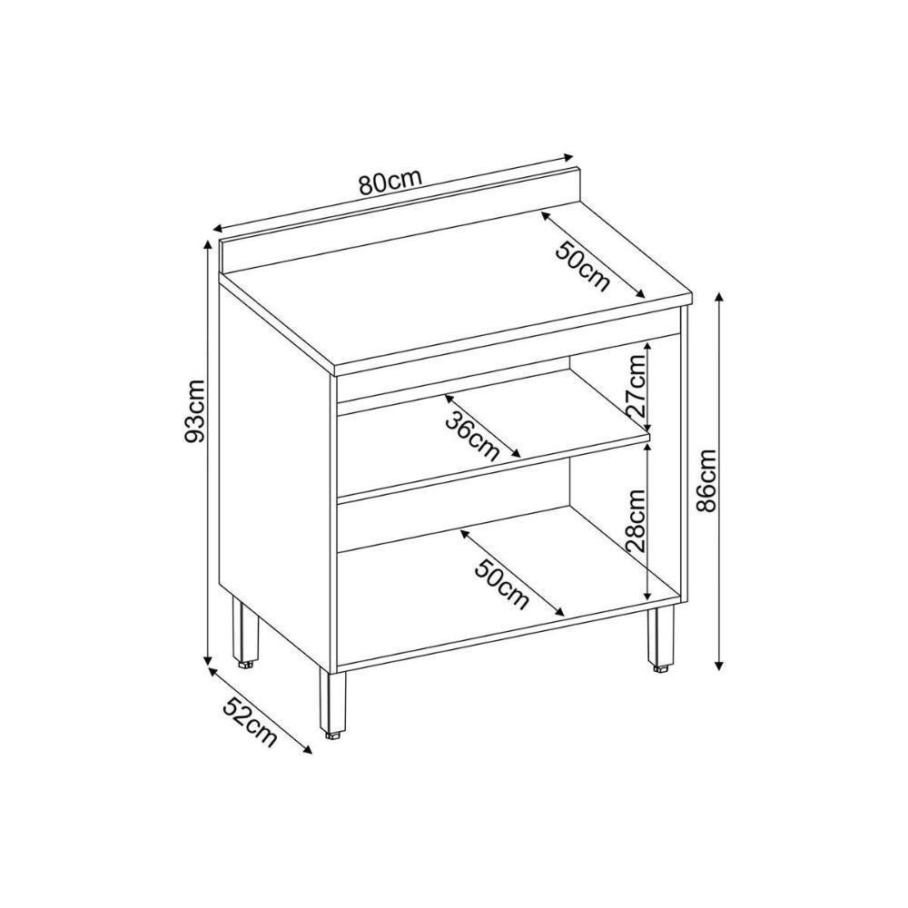 Balcão Cozinha Para Cooktop Com Tampo Firenze Com 2 Portas 80cm Amendola Nude Prime Tx - 3