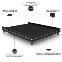 Cabeceira Queen Nilo 160cm Com Cama Pés Madeira Suném P05 Linho Cinza Escuro - Lyam Decor - 5