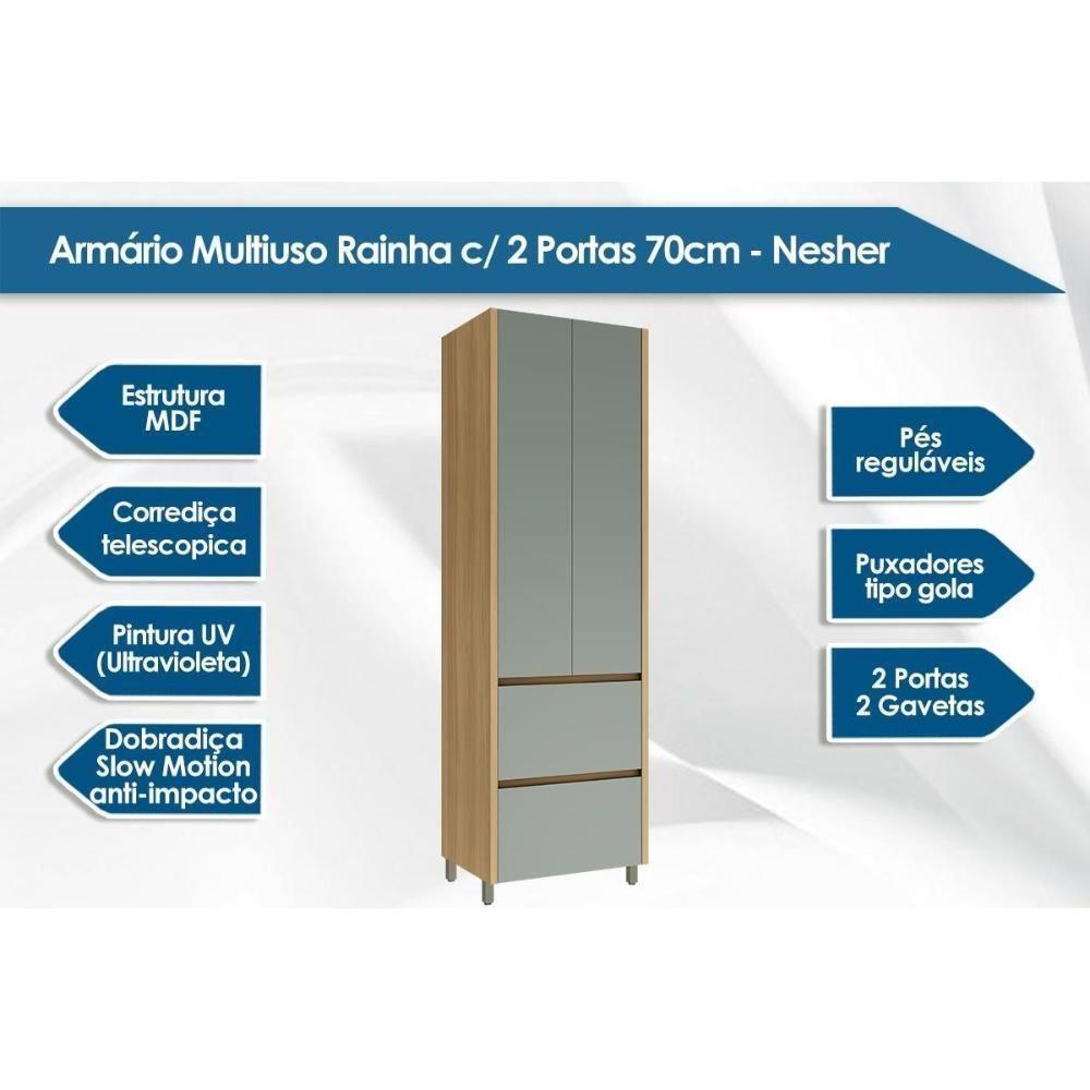 Multiuso Lavanderia Rainha C- 2 Portas E 2 Gavetas 70cm Branca - Nesher - 2