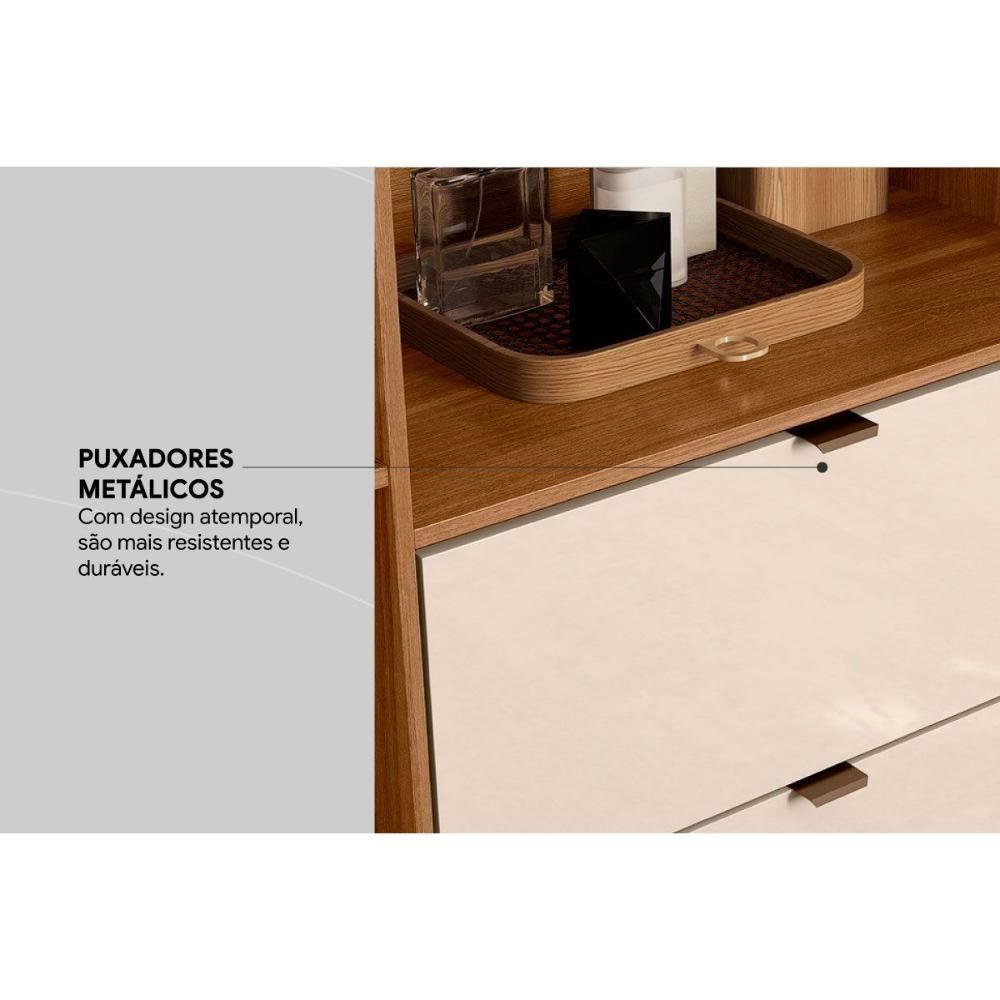 Armário Sapateira Quarto Joy C- 2 Portas 2 Gavetas E Espelho Amendola-off White - Demóbile - 5