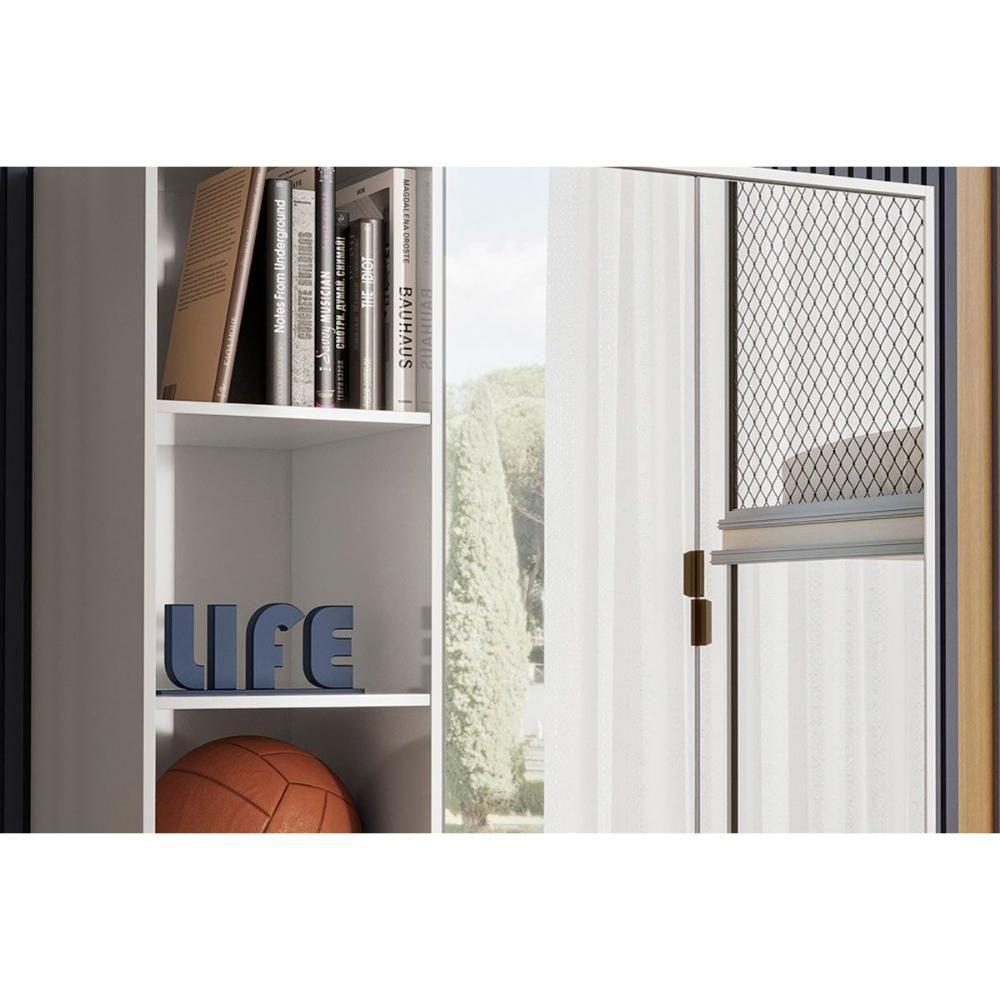 Armário Sapateira Quarto Joy C- 2 Portas 2 Gavetas E Espelho Amendola-off White - Demóbile - 9