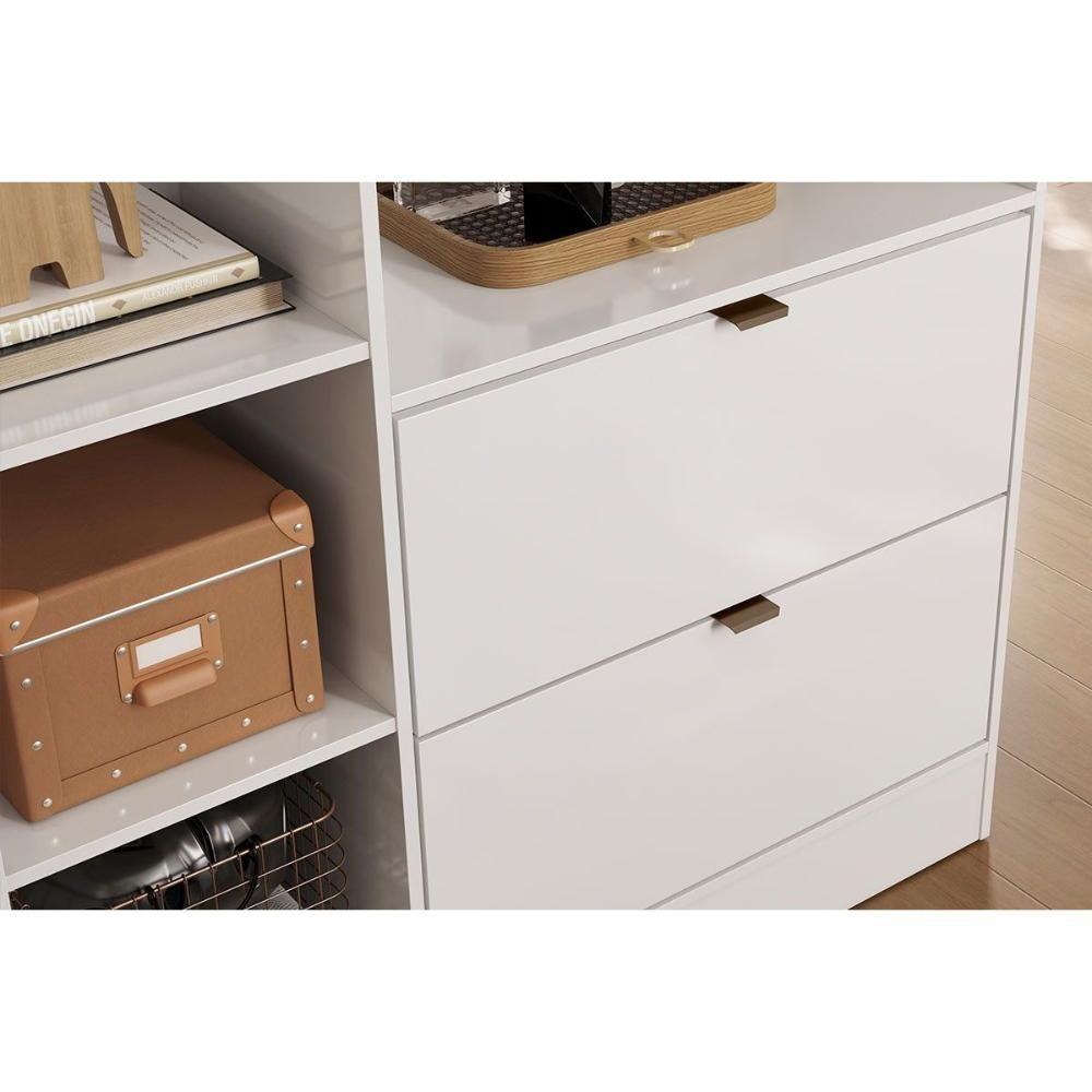 Armário Sapateira Quarto Joy C- 2 Portas 2 Gavetas E Espelho Amendola-off White - Demóbile - 10