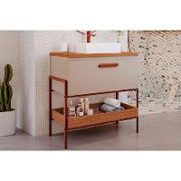 Bancada De Banheiro Balcão Portinari 1 Porta C- Cuba 60cm Cappuccino-freijo - Mgm - 1