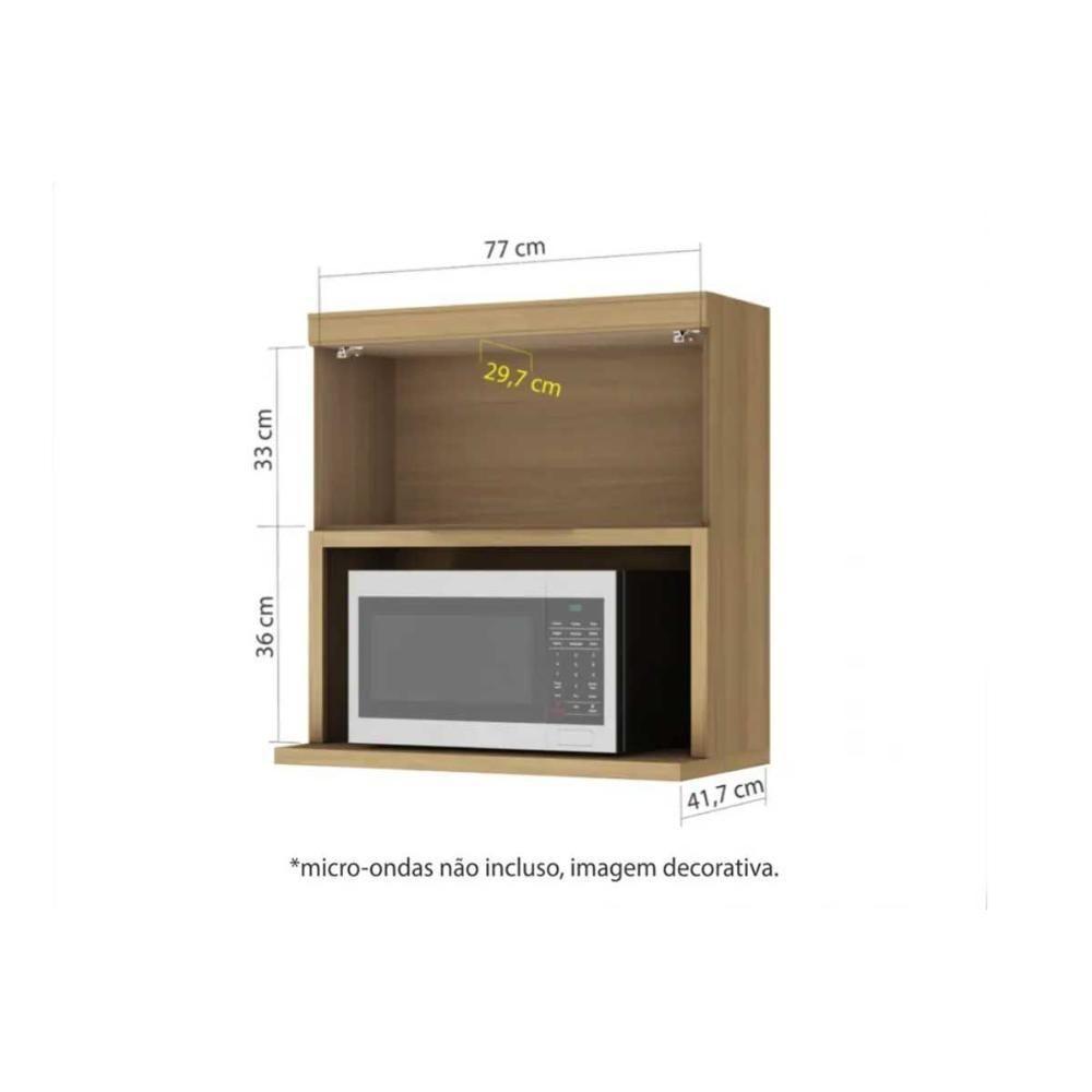 Armário Aéreo Para Cozinha Marquesa Com 1 Porta Basculante E Nicho Microondas 80cm Nature - 4