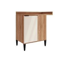 Balcão De Cozinha Modulado Alpha 2508 Canto Reto Com 1 Porta Com Tampo 94cm Freijó Off White - 1