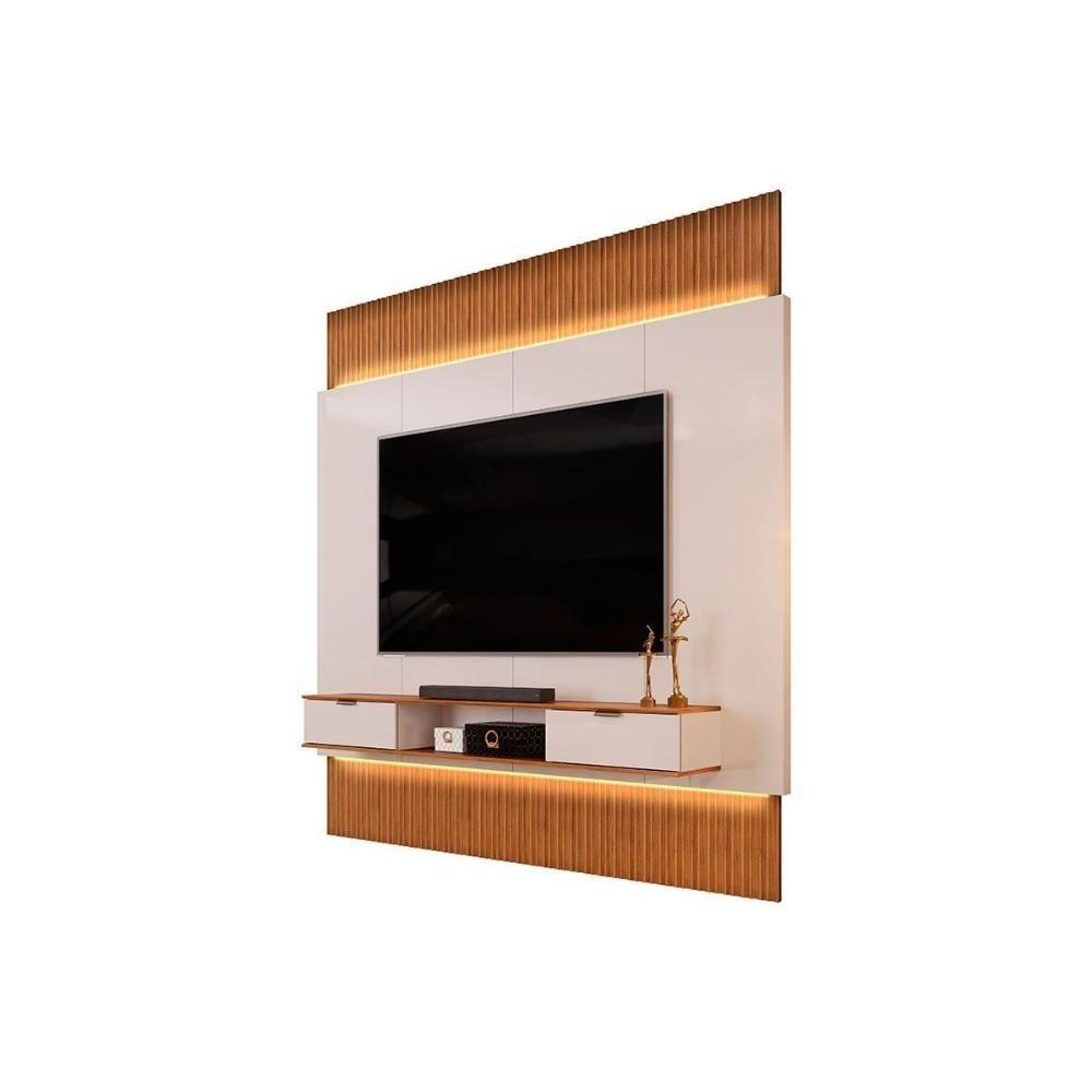 Home P- Tv Até 85 Polegadas Hit 2290 100% Mdf Extensível C- Led De 240 A 290cm Freijó-off White - Dj Móveis - 2