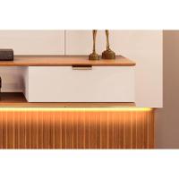 Home P- Tv Até 85 Polegadas Hit 2290 100% Mdf Extensível C- Led De 240 A 290cm Freijó-off White - Dj Móveis