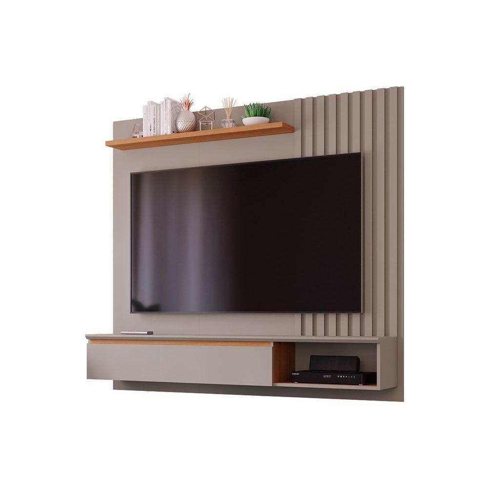 Home P- Tv Até 60 Pol Panamá Plus Ripado C- 1 Porta E Nicho 162x157cm Off White-nature - Permóbili - 1