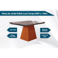 Sala De Jantar Completa Luna C- Tampo Madeirado Vidro Canto Curvo 90x90cm E 4 Cadeiras Amsterdã Imbuia-off White - Suede Capuccino - Rufato - 2