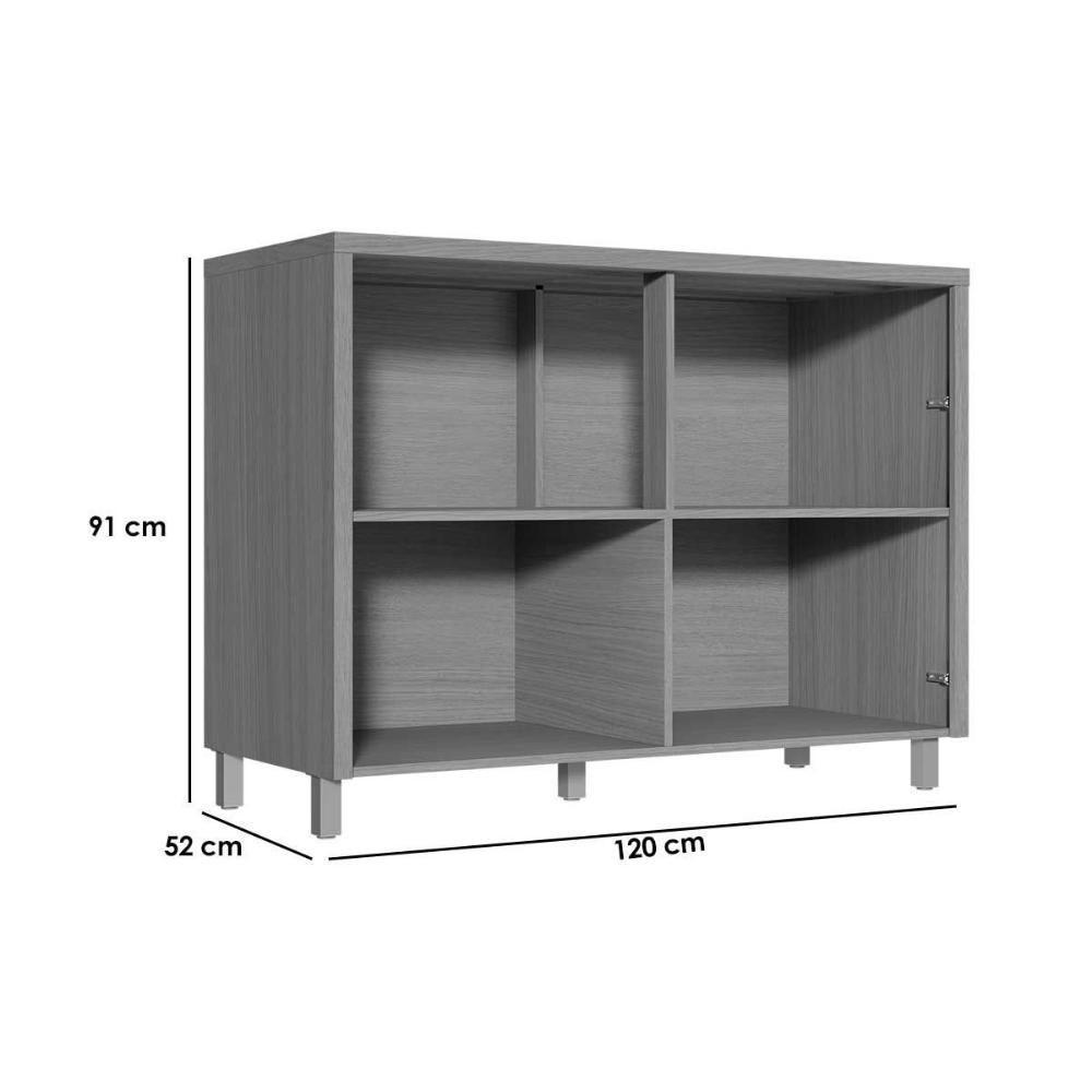 Balcão De Cozinha Com Tampo Condessa Com 2 Portas 120cm Carvalho Cinza - 3