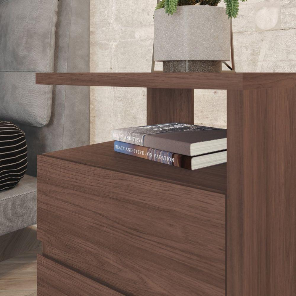 Mesa De Apoio E Cabeceira 2 Gavetas Chanfradas - Campeche - Castanho Hp - 7