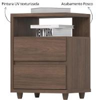 Mesa De Apoio E Cabeceira 2 Gavetas Chanfradas - Campeche - Castanho Hp - 3