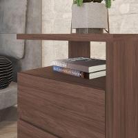 Mesa De Apoio E Cabeceira 2 Gavetas Chanfradas - Campeche - Castanho Hp - 7