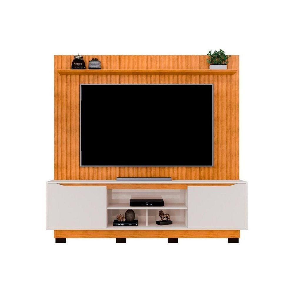 Estante P- Sala Até 70 Polegadas Enzo C- Prateleira Nichos E Pés 200x188cm Freijó-off White - Dj Móveis - 4