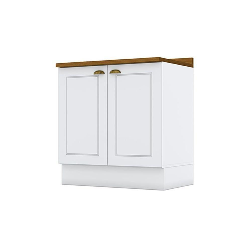 Balcão De Cozinha Modulado Com Tampo Americana Com 2 Portas 80cm Branco - 1