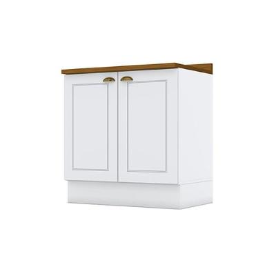 Balcão De Cozinha Modulado Com Tampo Americana Com 2 Portas 80cm Branco