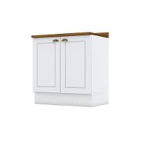 Balcão De Cozinha Modulado Com Tampo Americana Com 2 Portas 80cm Branco - 1