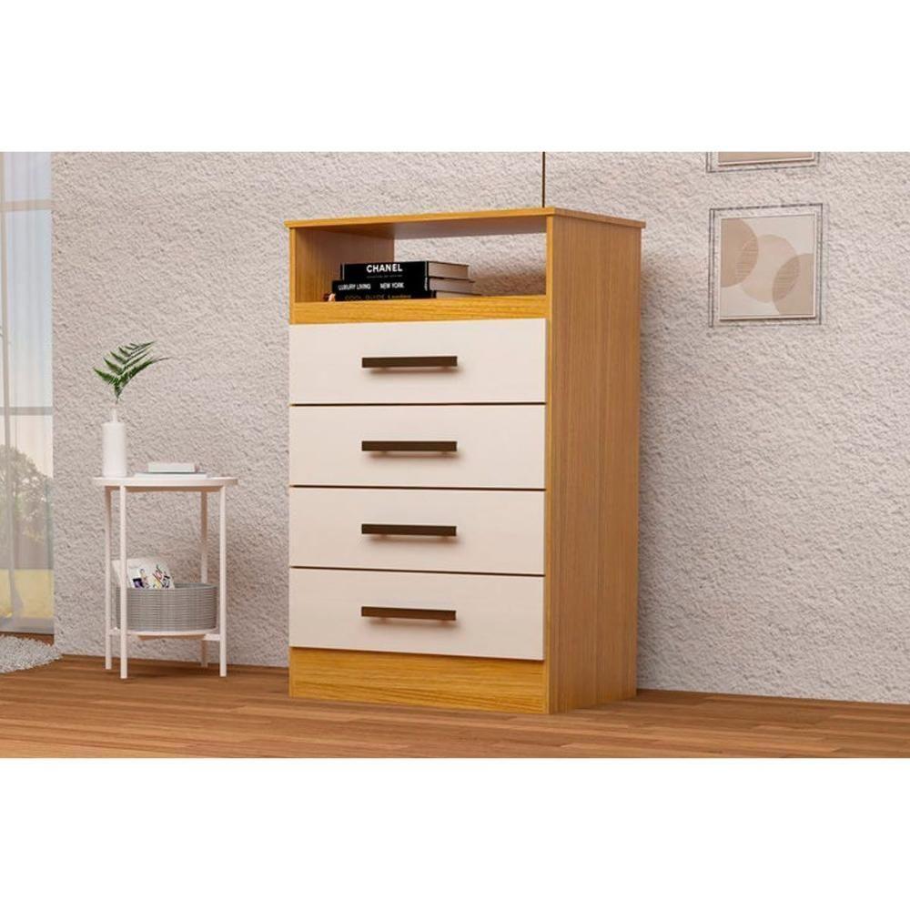 Cômoda Casal Jéssica C- 1 Nicho E 4 Gavetas Nature-off White - Acp - 1