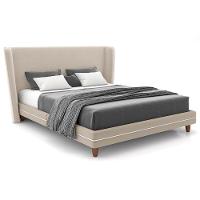 Cabeceira Casal Nilo 140cm Com Cama Pés Madeira Suném P05 Veludo Bege - Lyam Decor - 2