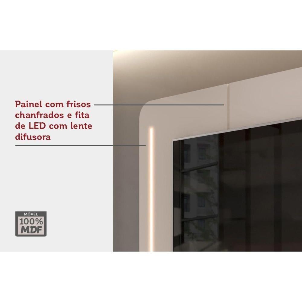 Estante P- Sala Até 75 Pol Atlas Ripado C- 2 Portas 218x62cm Off White - Dj Móveis - 5