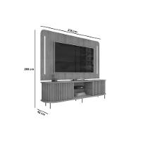 Estante P- Sala Até 75 Pol Atlas Ripado C- 2 Portas 218x62cm Off White - Dj Móveis - 7