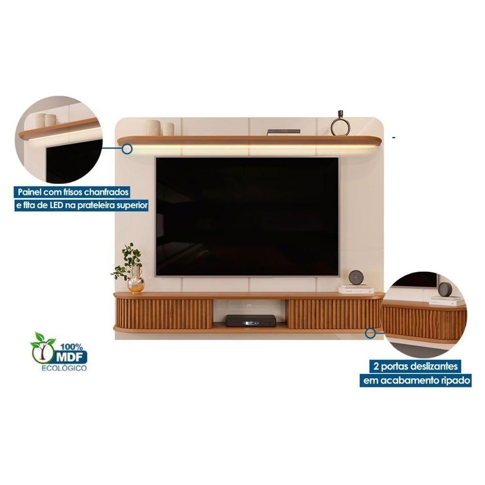 Home P- Tv Até 75 Pol Capri C- Led E 2 Portas 215x170cm Bali-cedro - Dj Móveis - 3