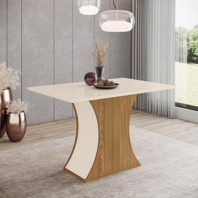 Mesa De Jantar 4 Lugares 120cm - Luiza - Nature - Off White