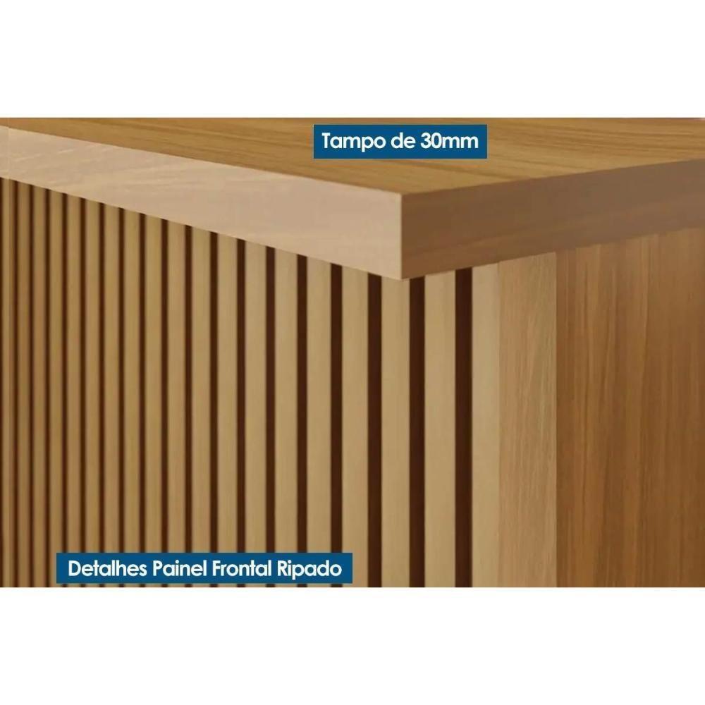 Balcão Ilha Cozinha Gourmet Princesa Com 2 Portas E 3 Gavetas 200cm Freijó Off White - 5