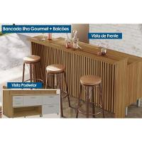 Balcão Ilha Cozinha Gourmet Princesa Com 2 Portas E 3 Gavetas 200cm Freijó Off White - 7