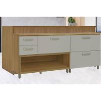 Balcão Ilha Cozinha Gourmet Princesa Com 2 Portas E 3 Gavetas 200cm Freijó Off White - 9