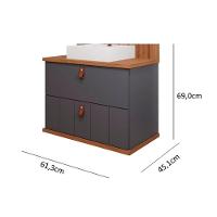 Balcão P- Banheiro Milano 1 Porta E 1 Gaveta C- Cuba 60cm Pistache-freijo - Mgm - 2