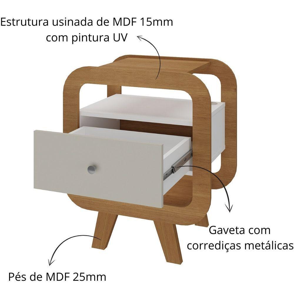 Mesa De Apoio Lateral Com Usb Artely Theo Cinamomo-off White - 2